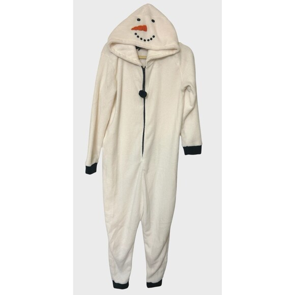 PJ ESSENTIALS Womens Snowman Hoodie Fleece Zip Costume Pajama Sz M - Picture 1 of 5